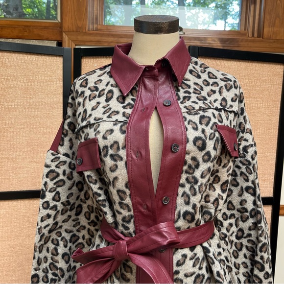 FINAL PRICE DROP Leopard Print Leather Trench Coat - Picture 3 of 8